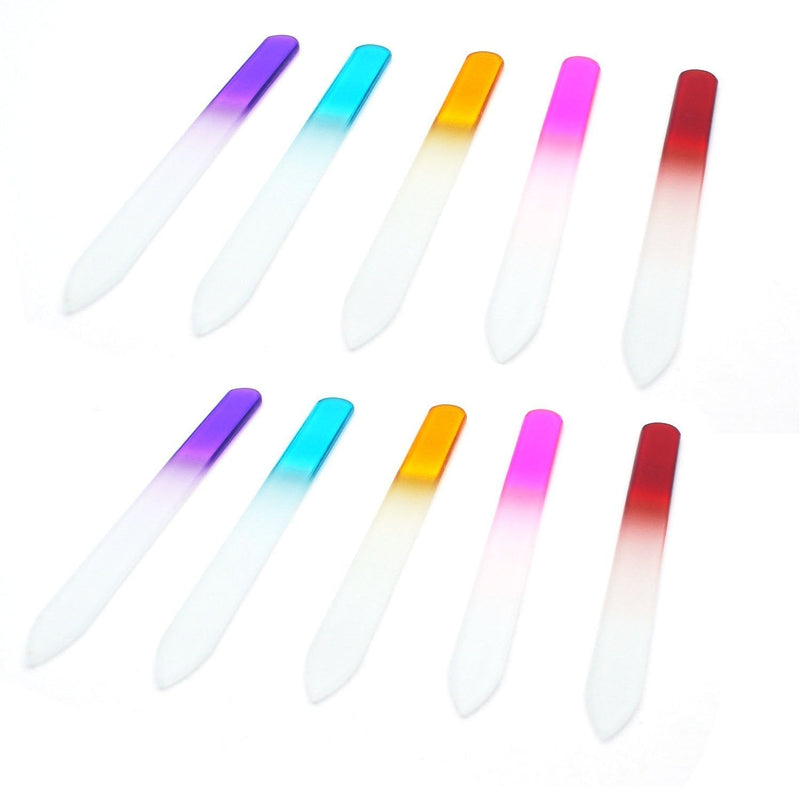 Antrader Glass Nail Files Durable Crystal Glass Nail Buffer Manicure Nail props Pedicure Tools For Beauty Mix Color 10pcs/lot - BeesActive Australia