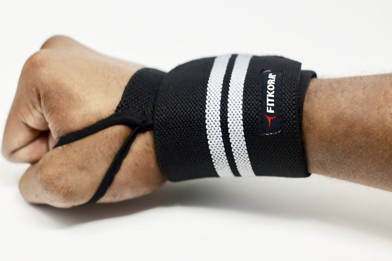 Fitkora Wrist Wraps for weightlifting, powerlifting, cross training, bodybuilding with thumb loop. Professional grade for gym workout, men and women weight lifting strength training and wrist supports - BeesActive Australia