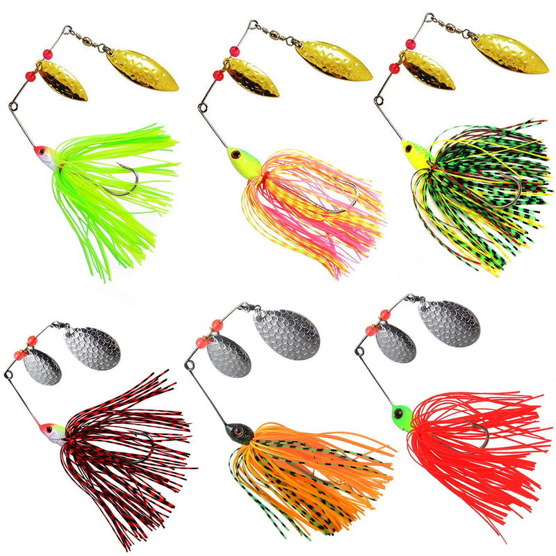 [AUSTRALIA] - Fishing Hard Spinner Baits Lures kit Metal Spinnerbait Jig Lure Mix Colors Buzzbait Swimbaits Bass Trout 6pcs Spinner Baits 