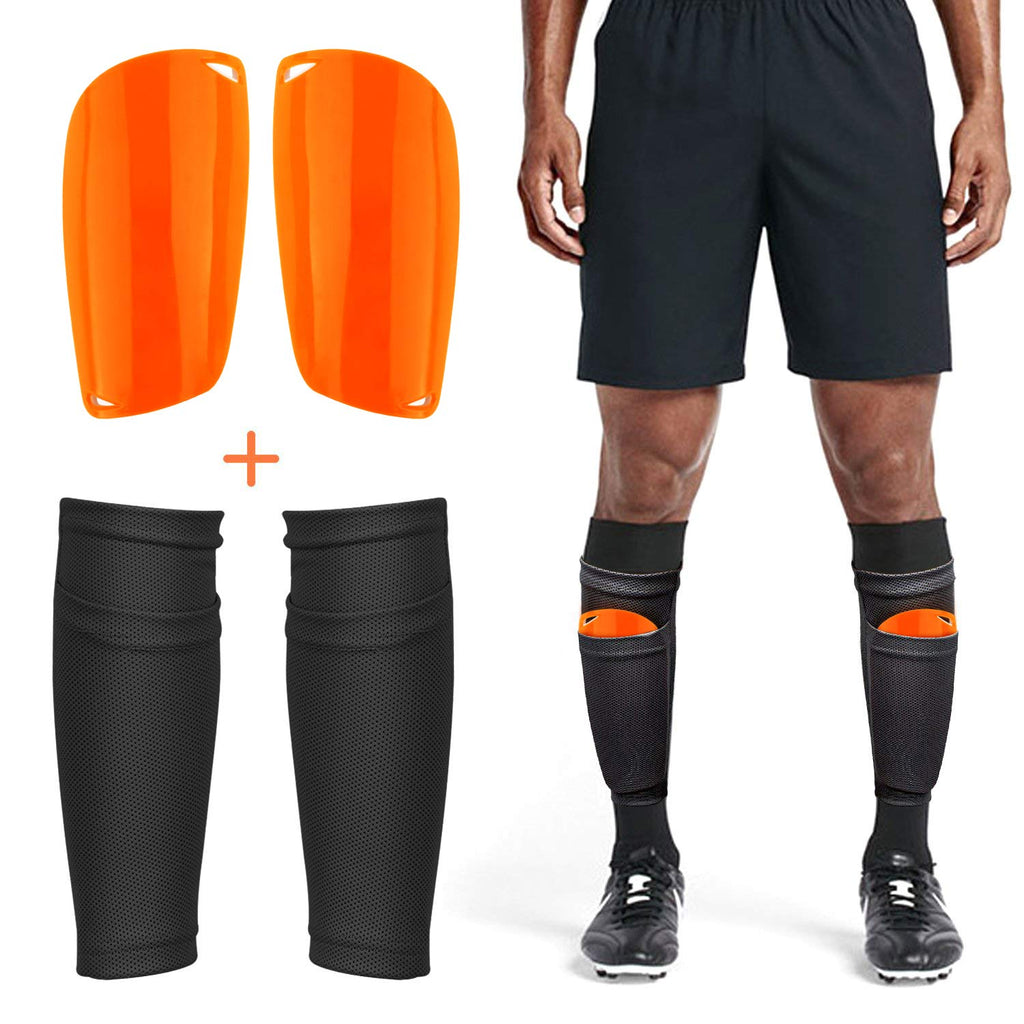 Adult Youth Kids Soccer Shin Guards with Compression Calf Sleeves - 1 Pair Shin Pads + 1 Pair Calf Sleeves Lightweight Breathable Leg/Calf Protective Guards Soccer Equipment Medium (Adult/Youth) black - BeesActive Australia