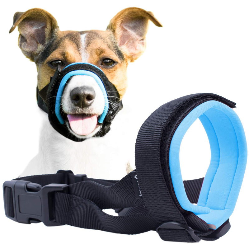 Gentle Muzzle Guard for Dogs - Prevents Biting Unwanted Chewing Safely Secure Comfort Fit - Soft Neoprene Padding – No More Chafing – Included Training Guide Helps Build Bonds Pet Medium (Pack of 1) Blue - BeesActive Australia