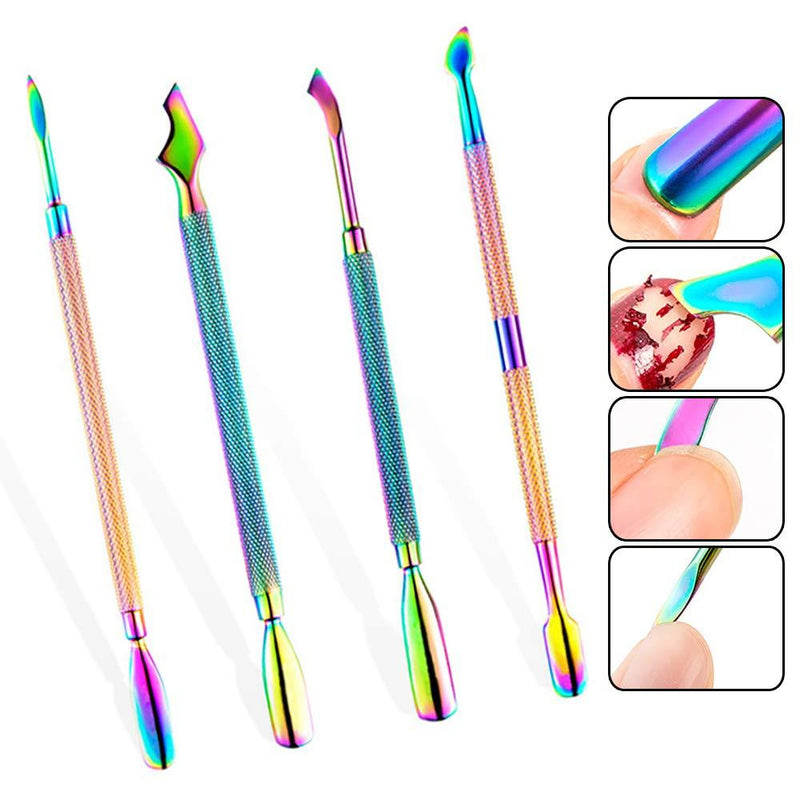 WOKOTO 4Pcs Nail Cuticle Pusher Stainless Steel Set Cuticle Trimmer Remover For Manicure Pedicure Polish Remover Tools - BeesActive Australia