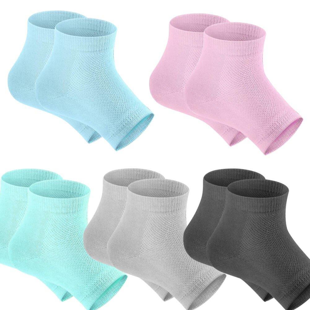 Selizo 5 Pairs Moisturizing Gel Heel Socks Open Toe Socks for Dry Hard Cracked Heels, 5 Colors - BeesActive Australia