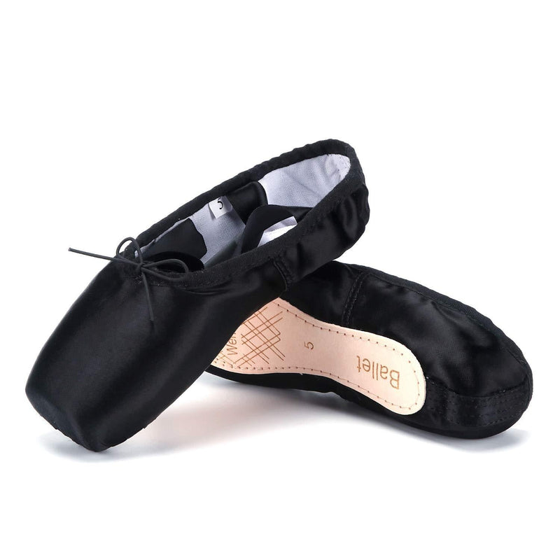 [AUSTRALIA] - Wendy Wu Girls Womens Dance Shoe Pink Ballet Pointe Shoes with Toe Pads (9, Black) 