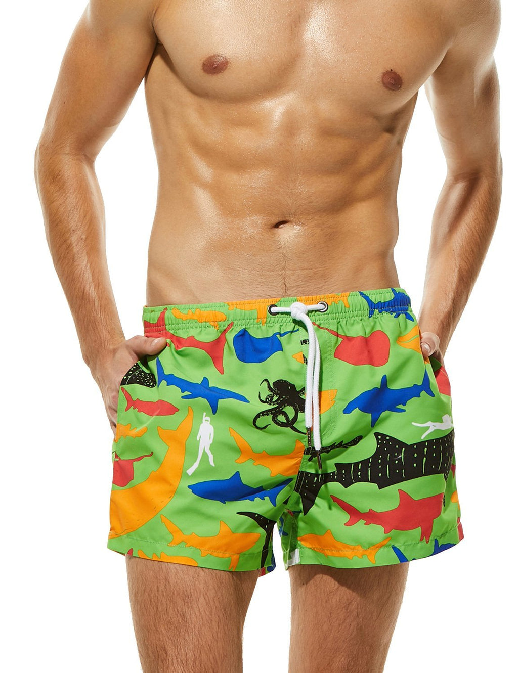 [AUSTRALIA] - SEOBEAN Mens Sports Surfing Short Swimwear Board Shorts X-Large 81304 Light Green 