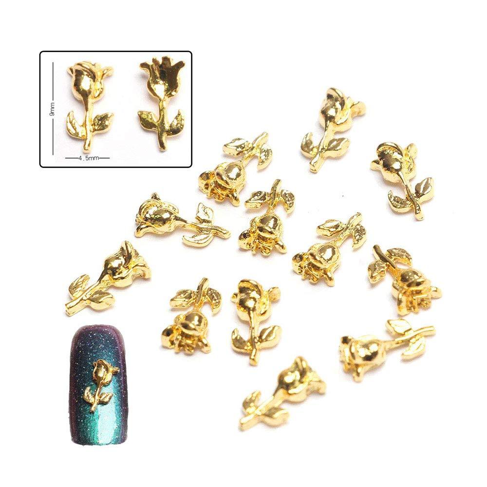 Lookathot 10PCS/Set 3D Mixed Design Nail Art Decals Metallic Gold Studs Rhinestones Diamonds Pearls Drills Alloy Flowers Manicure DIY Decoration Tools (Style1(10pcs/Set)) Style1(10pcs/Set) - BeesActive Australia