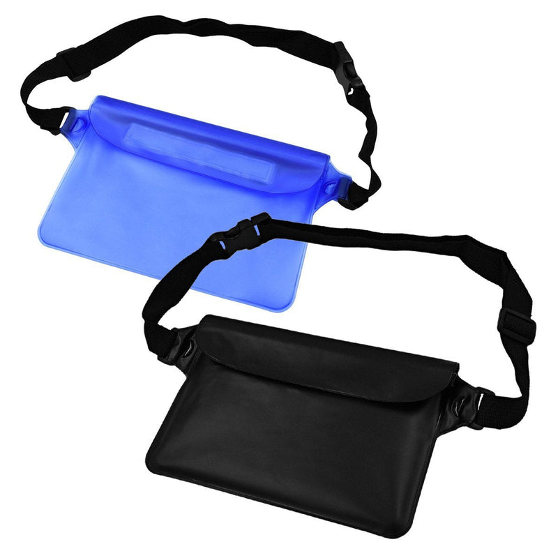 [AUSTRALIA] - NKTM Waterproof Pouch Dry Bag Fanny Pack with Waist Strap Keep Your Cellphone Cash Safe and Dry Perfect for Boating Swimming Snorkeling Kayaking Beach Type3. Black&Blue 