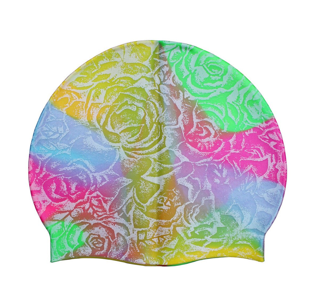 Women Silicone Swim Cap Bathing Flexible Print Flower (Multicolor) - BeesActive Australia