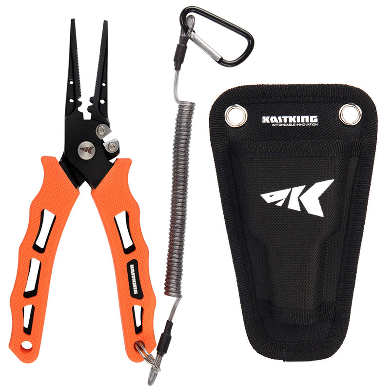 KastKing Cutthroat 7 inch Fishing Pliers, 420 Stainless Steel Fishing Tools, Saltwater Resistant Fishing Gear, Tungsten Carbide Cutters, Corrosion Resistant Teflon Coating, 7'' Straight Nose, Orange D: 7'' Straight Nose - Orange - BeesActive Australia