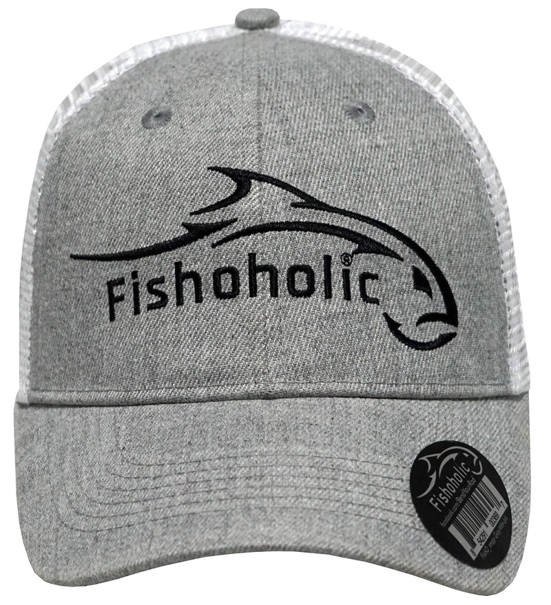 [AUSTRALIA] - Fishoholic Fishing Hat 8 Color Variations & 3 Sizes Snapback & Flexfit (R) TM Great Fishing Gift for Fishaholic 1: Grey One Size 