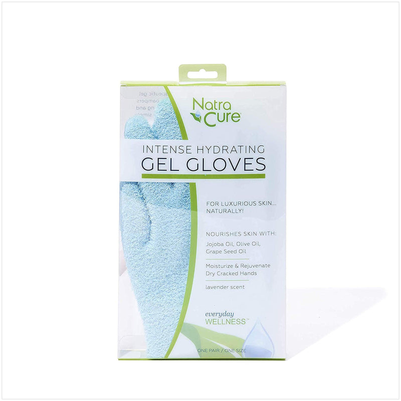 NatraCure Moisturizing Gel Gloves - (For Dry, Cracked Skin, Aging Hands, Cuticles, Eczema, After Hand Washing, Instead of Overnight Sleeping Gloves, Lotion, Cream) - Color: Aqua - BeesActive Australia