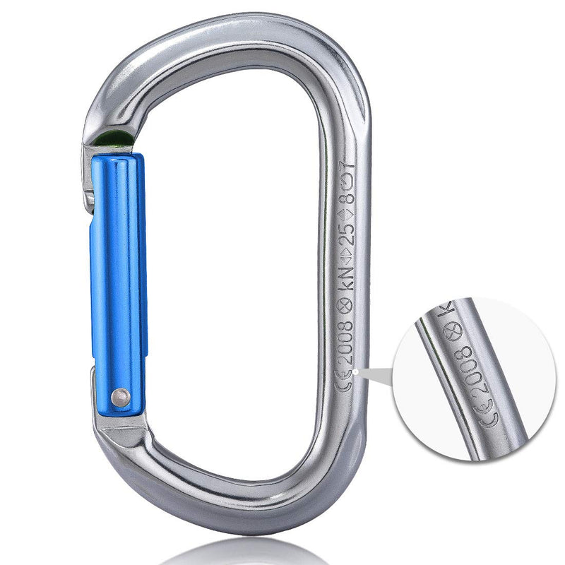 KAILAS Oval Climbing Carabiner Straight Gate CE Certified 25kN O Shaped Non-Locking Clip for Rock Climbing Mountaineering Ziplining Rappelling Rescue Keychain Dog Leash Iron Gray/Sky Blue Dimensions:110X61.2mm - BeesActive Australia