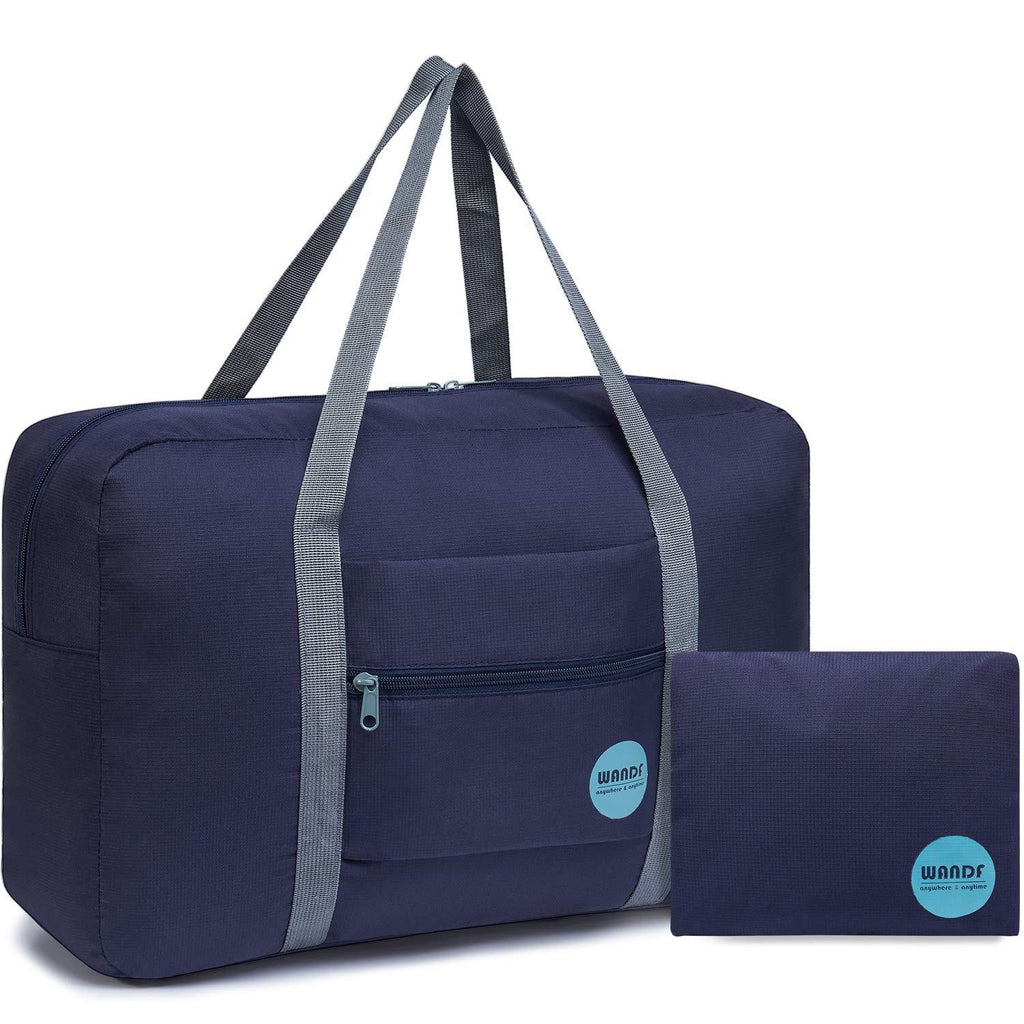 Wandf Foldable Travel Duffel Bag Luggage Sports Gym Water Resistant Nylon A-Dark Blue - BeesActive Australia