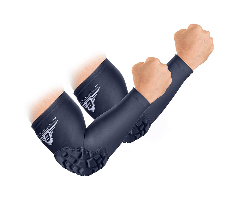 Bucwild Sports Padded Elbow Arm Sleeves for Basketball Football Volleyball Youth & Adult Size Pads (1 Pair) Black Youth Medium - BeesActive Australia