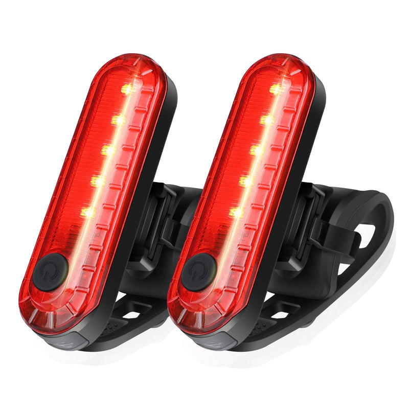Ascher USB Rechargeable LED Bike Tail Light 2 Pack, Bright Bicycle Rear Cycling Safety Flashlight, 330mah Lithium Battery, 4 Light Mode Options, (2 USB Cables Included) - BeesActive Australia