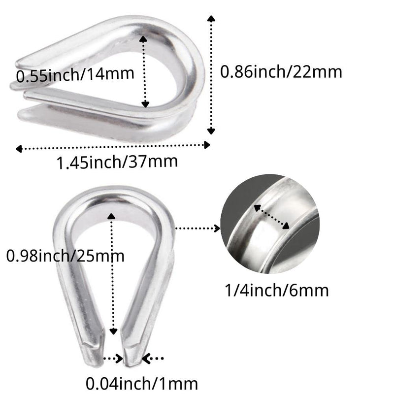 4Pcs 1/2" Wire Rope Chain Thimble for Boat Rigging Anchor Boat Terminating Splicing 316 stainless - BeesActive Australia
