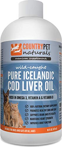 CountryPet Naturals DeepSea Iceland Cod Liver Oil(16oz) Healthy Coat/Skin/Joints+Immunity. Purest Form, Pharma grade. Sustainable. 100% Natural. Dispensing Pump. Best Omega3:6 ratio+EPA+DHA. CA Prop65 - BeesActive Australia