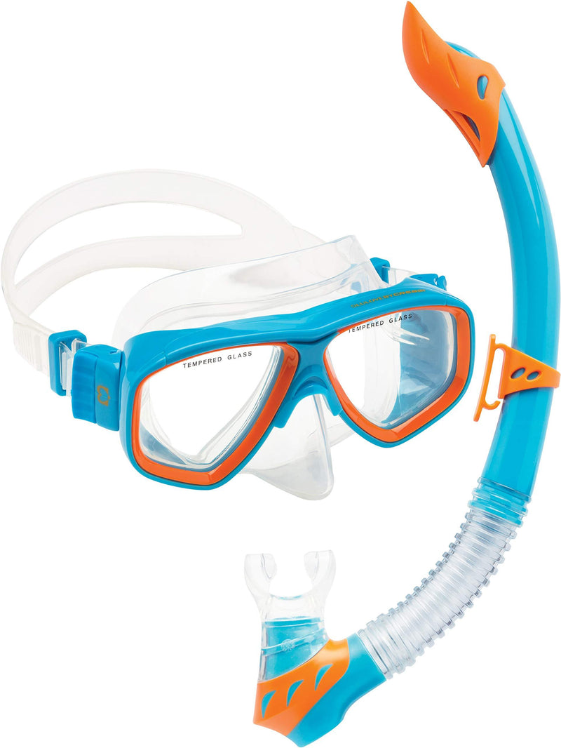 [AUSTRALIA] - Cressi Kids Snorkeling Kit (Mask & Snorkel) for Children aged from 3 to 8 years old | Rocks Combo: designed in Italy Blue/Orange 