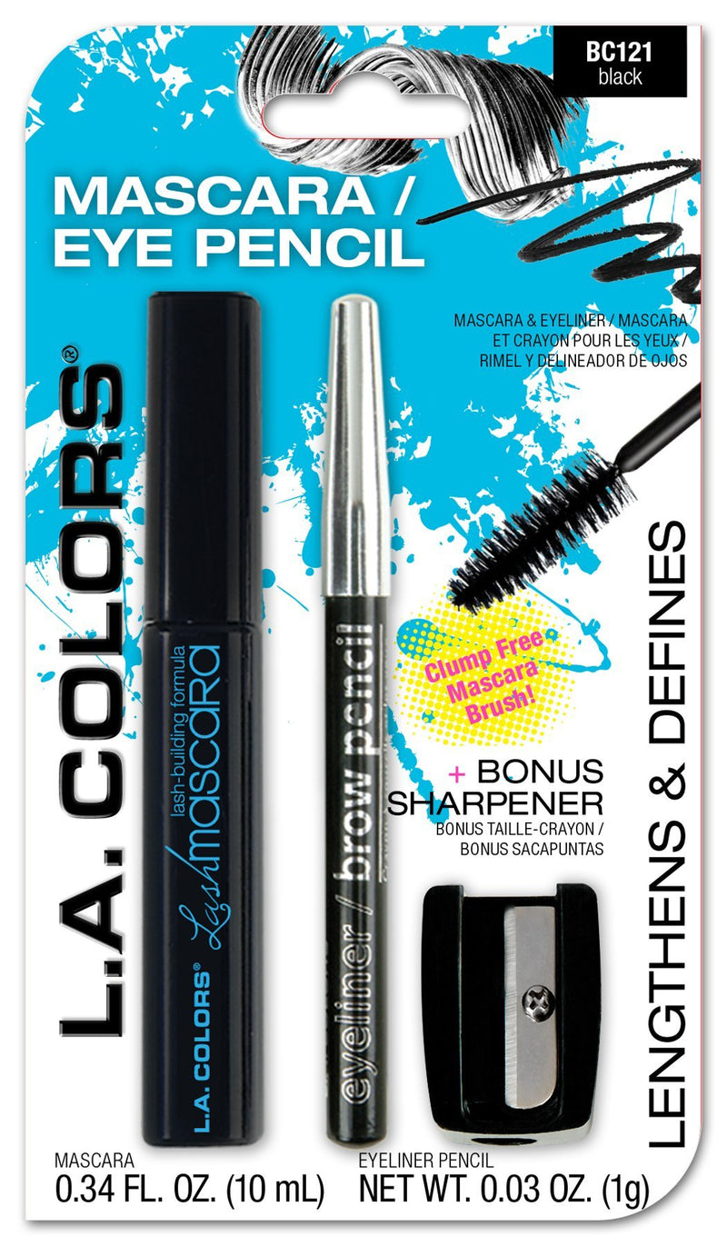 L.A. COLORS Mascara, Eyeliner Pencil & Sharpener, Black, 1 Ounce - BeesActive Australia