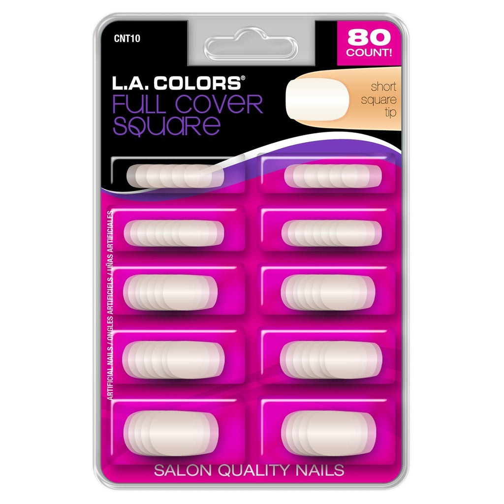 L.A. Colors 80 Count Nail Tips, Full Cover Square, 1 Ounce - BeesActive Australia