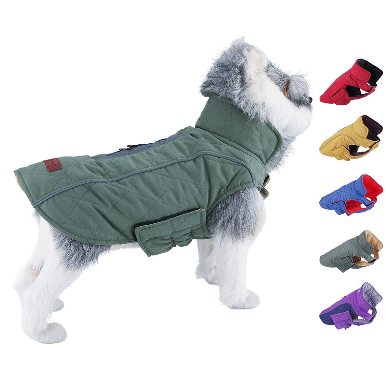 ThinkPet Dog Winter Cold Weather Coats - Cozy Waterproof Windproof Reversible Winter Dog Jacket, Thick Padded Warm Coat Reflective Vest Clothes for Puppy Small Medium Large Dogs M(Chest 18¾-20", Back 12" ) A-Green - BeesActive Australia