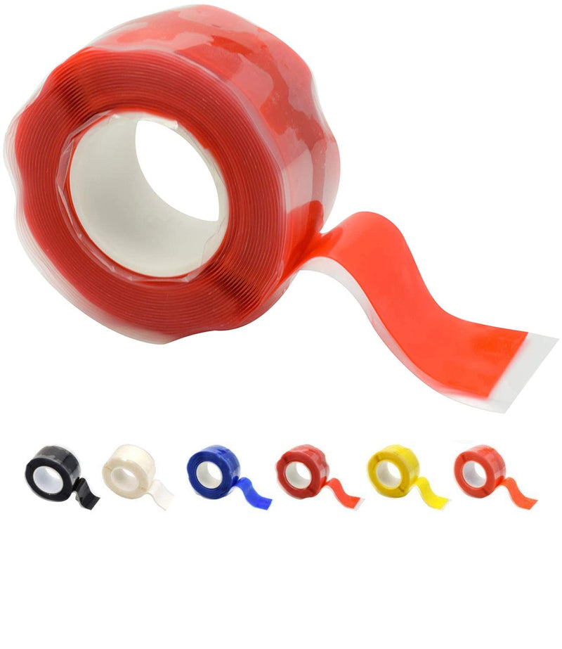 Domain Cycling - Premium Self-Fusing Silicone Tape for Bike Handlebars and Waterproofing Tape - 10 Ft Roll of Self-Bonding Handlebar Tape for Road Bike - Repair Griptape (Red) Red - BeesActive Australia