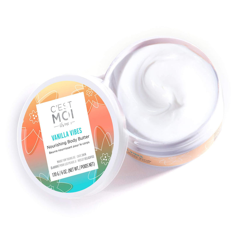 C'est Moi Vanilla Vibes Nourishing Body Butter | Gentle Moisturizer, Hydrates Skin, Clinically Tested Non-Toxic Ingredients feat. Organic Shea Butter, Coconut Oil. & Avocado Oil, EWG Verified, 6 oz - BeesActive Australia