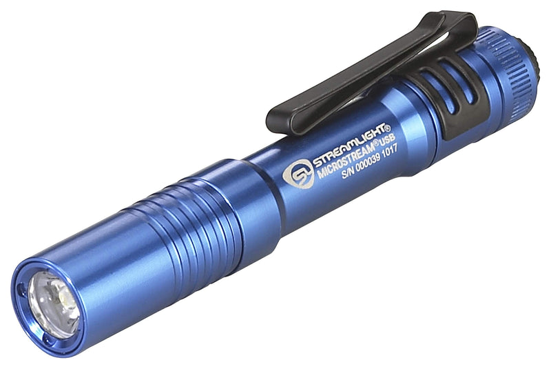 Streamlight 66606 250-Lumen MicroStream USB Rechargeable Pocket Flashlight with 5" USB Cord and Lanyard, Blue, Box - BeesActive Australia