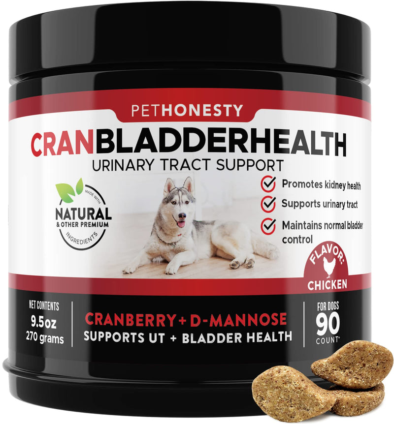 PetHonesty Cranberry Bladder Health for Dogs – Contains Active Ingredients - Cranberry & D-Mannose to Help Support Dog Urinary Tract Health, Dog Bladder Support, & Kidney Support for Dogs (90 ct) Chicken - BeesActive Australia