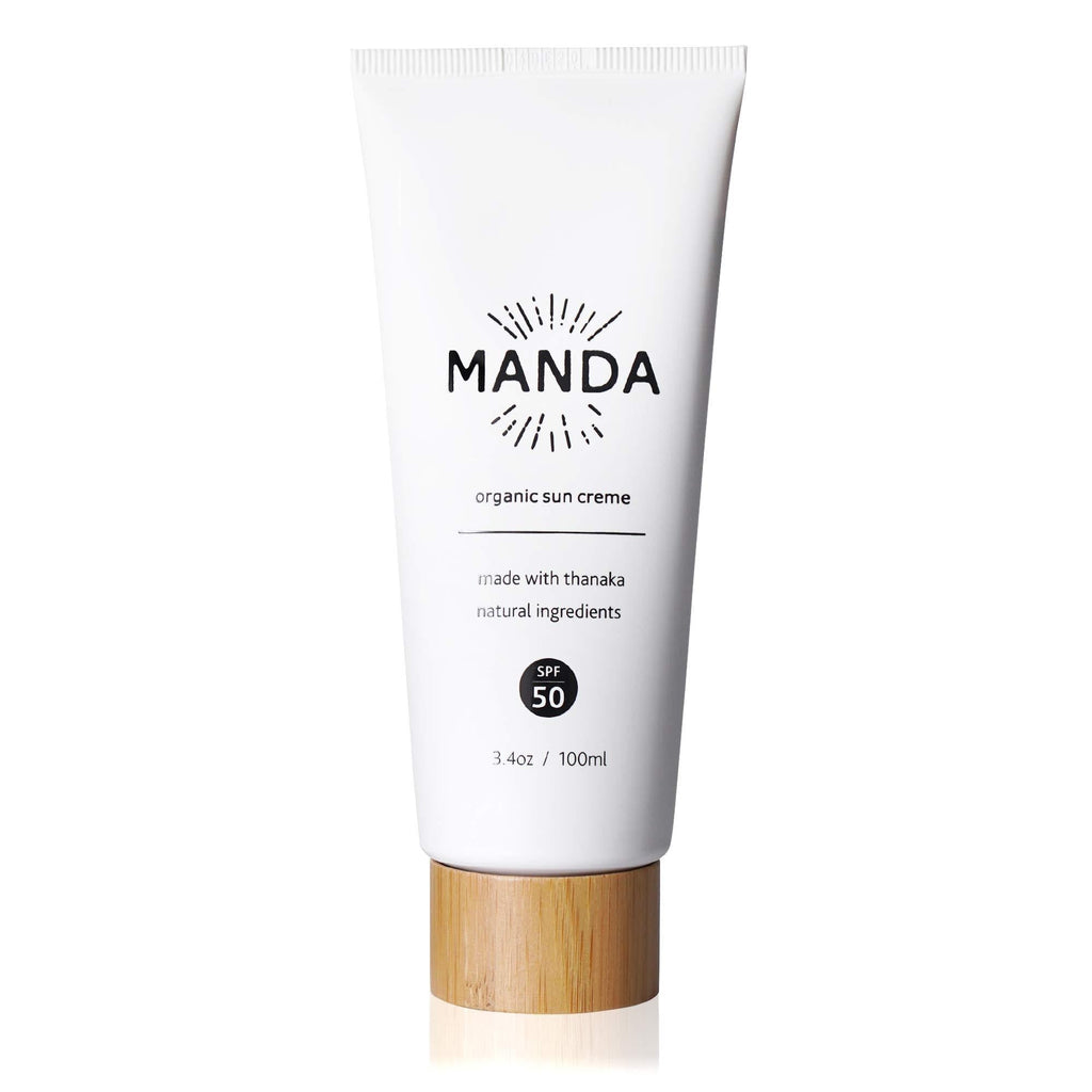 MANDA - Organic Sun Creme - Natural Sunscreen - SPF 50 - Reef Safe - Broad Spectrum Sun Lotion - 3.4oz - BeesActive Australia