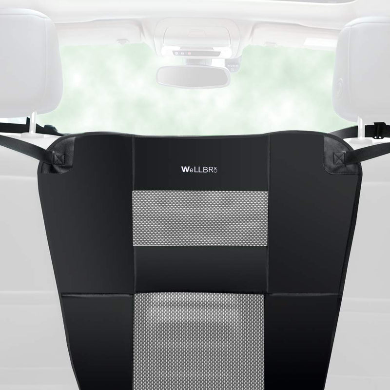 Wellbro Dog Car Backseat Barrier, Padded and Durable Nylon Net Pet Barrier, Vehicle Travel Dog Fence with 2 Mesh Windows, for Safe Driving, Easy to Install and Adjust for All Cars, 24" x 24" Black - BeesActive Australia