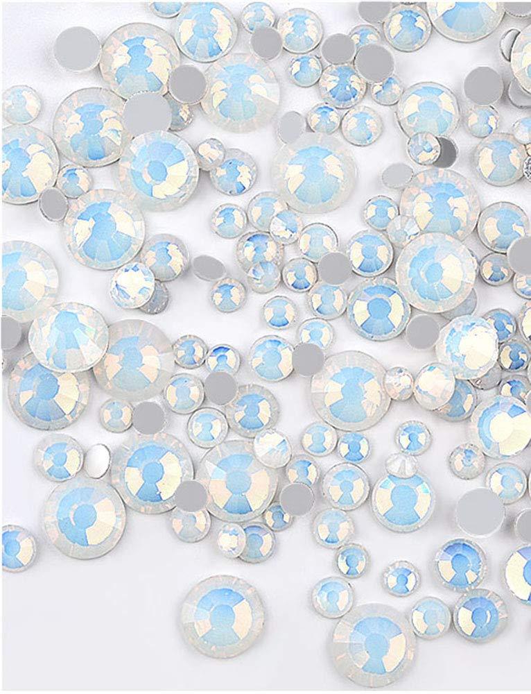 Mix Size SS4-SS20 Opal White Nail Rhinestones Flat Bottom Crystal Glass Gems Strass For DIY UV Gel 3D Nail Art Decorations Accessories - BeesActive Australia