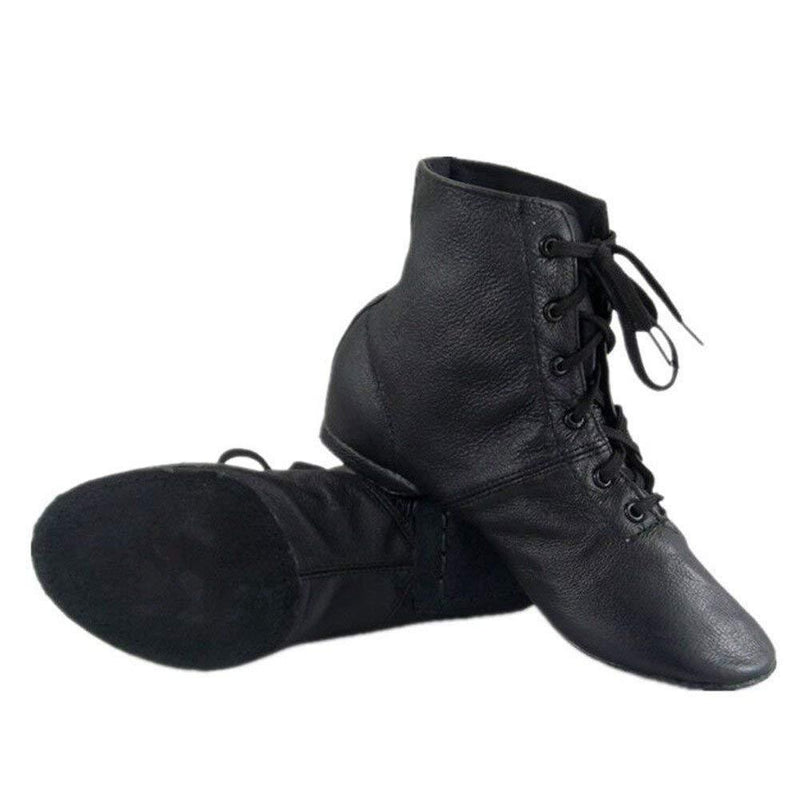 [AUSTRALIA] - Cheapdancing Children’s Practice Dancing Shoes Soft Leather Flat Lace-up Jazz Boots (Little Kid/Big Kid) 13 Little Kid Black 