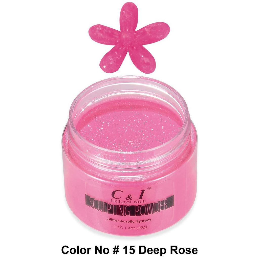 C&I Acrylic Powder, 15 Deep Rose, 3 D Nail Flower, Sculpting Nail Powder, 1.4 oz, 40 g - BeesActive Australia