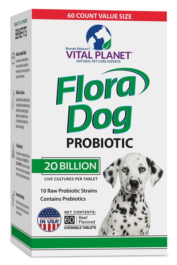 Vital Planet - Flora Dog Chewable - High Potency, Multi-Strain Probiotic Formula for Dogs 60 Chewable Tabs - BeesActive Australia