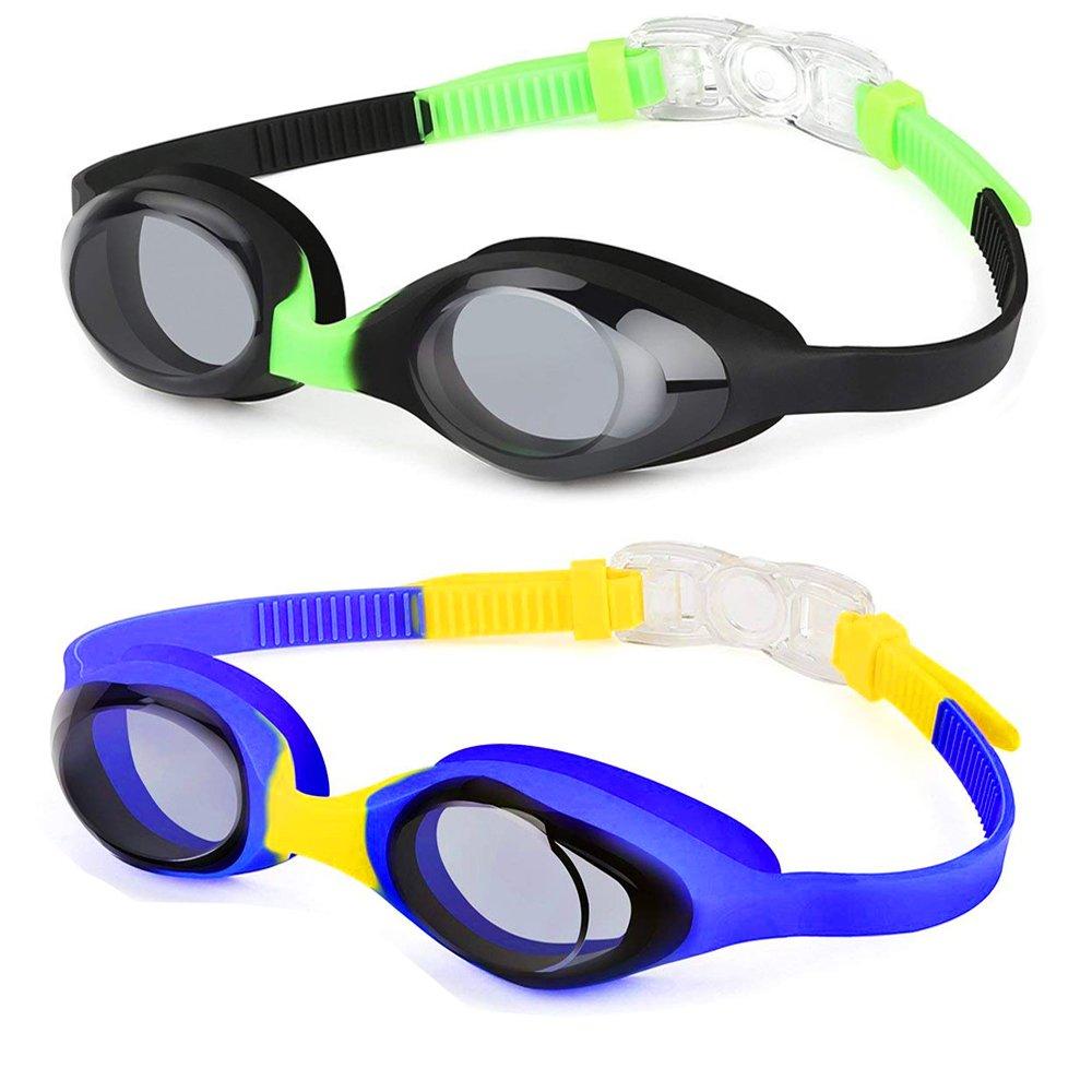 Hurdilen Kids Swim Goggles,2 Pack,Swimming Goggles for Kids (Age 2-8) Black & Blue - BeesActive Australia