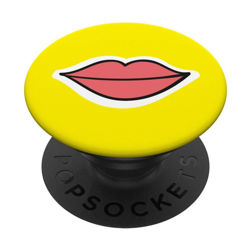 Lipstick Retro Pop Art Style For Makeup Lovers MUA Yellow PopSockets Grip and Stand for Phones and Tablets Black - BeesActive Australia