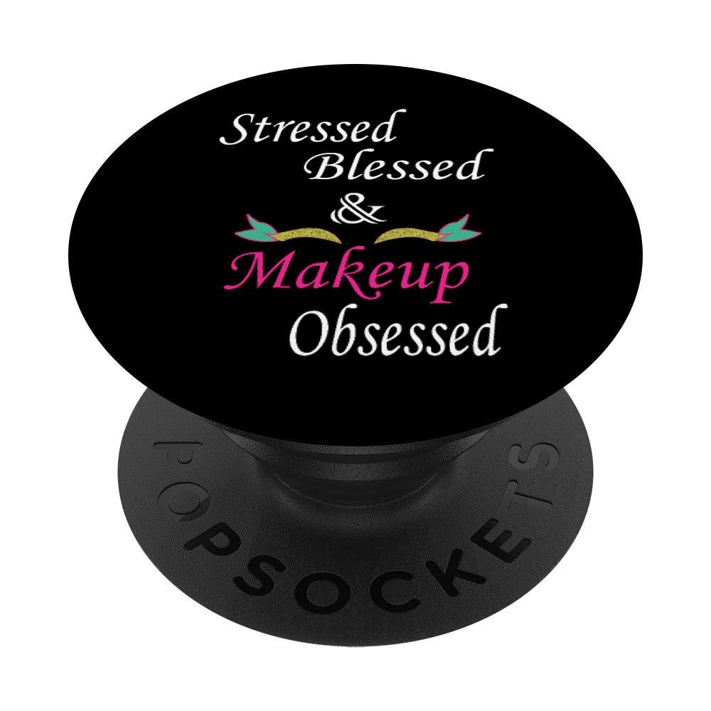 Makeup Obsessed Lover Mermaid Eye Mascara Eyelash Eyebrow PopSockets Grip and Stand for Phones and Tablets Black - BeesActive Australia