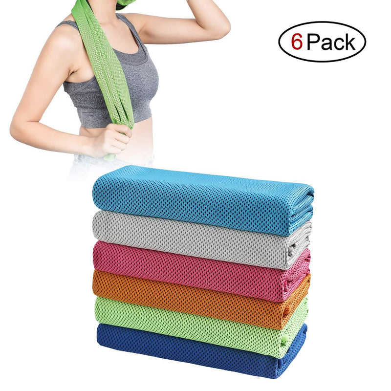 [AUSTRALIA] - SIMSIMY Cooling Towel, Ice Towel for Neck Instant Cooling, Chilly Towel for Men Women Kids, Super Absorbent Microfiber Towel for Athletes, Workout, Sports, Fitness, Gym, Running, Camping 36" X 12" / Green+light Blue+deep Blue+orange+rose Red+gray 
