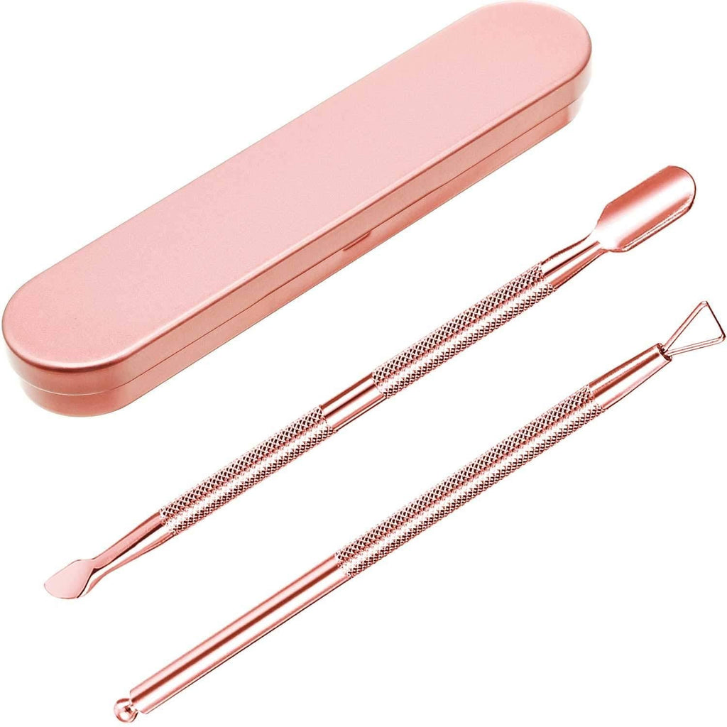 Frienda Cuticle Pusher Remover Kit, Stainless Steel Triangle Cuticle Peeler Scraper and Double Ended Cuticle Pusher Cutter Spoon Nail Cleaner Gel Nail Polish Nail Art Remover Tools (Rose Gold) Rose Gold - BeesActive Australia