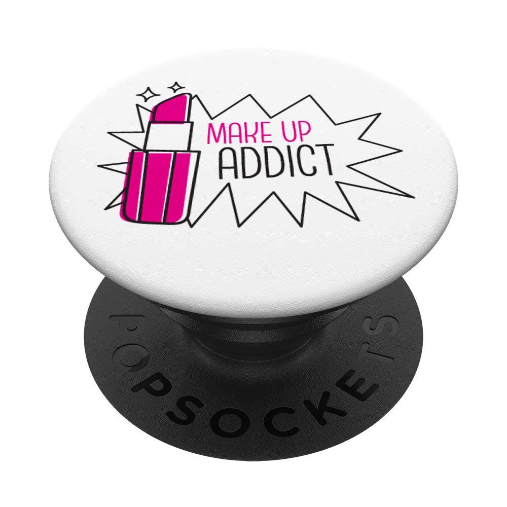 Make Up Addict Lipstick Retro Pop Art Style Makeup Lovers PopSockets PopGrip: Swappable Grip for Phones & Tablets Black - BeesActive Australia