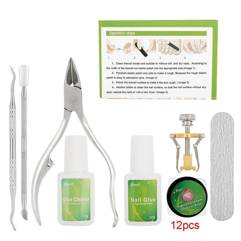 Toenail Correction Tool, 8pcs/set Ingrown Toe Nail Fixer Pedicure Toenail Recover Correction Tool Nail Foot Care Kit (01#12pcs) 01#12pcs - BeesActive Australia