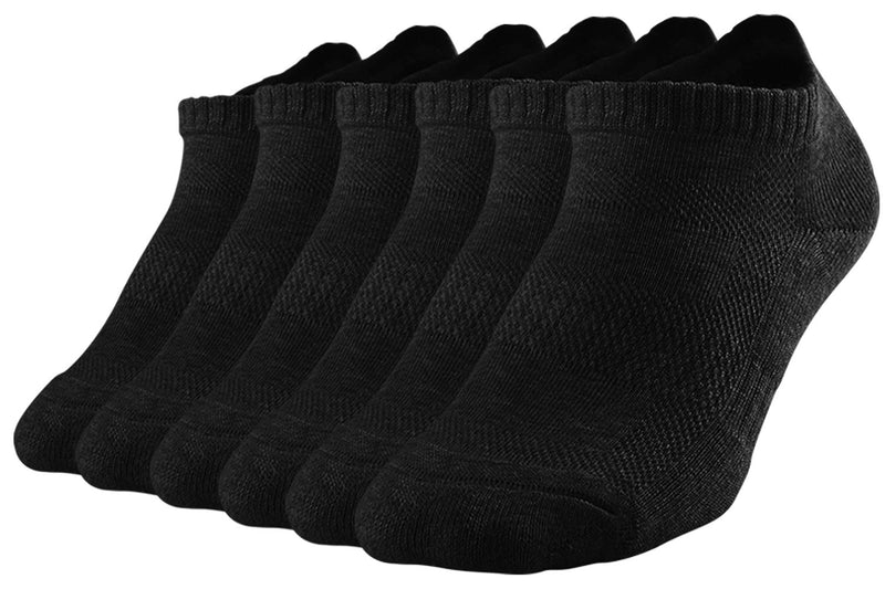 SOX TOWN Men's No Show Socks with Moisture Wicking Performance Cushion Running Low Cut Ankle 6 Pairs Shoe Size: 12-15 Black - BeesActive Australia
