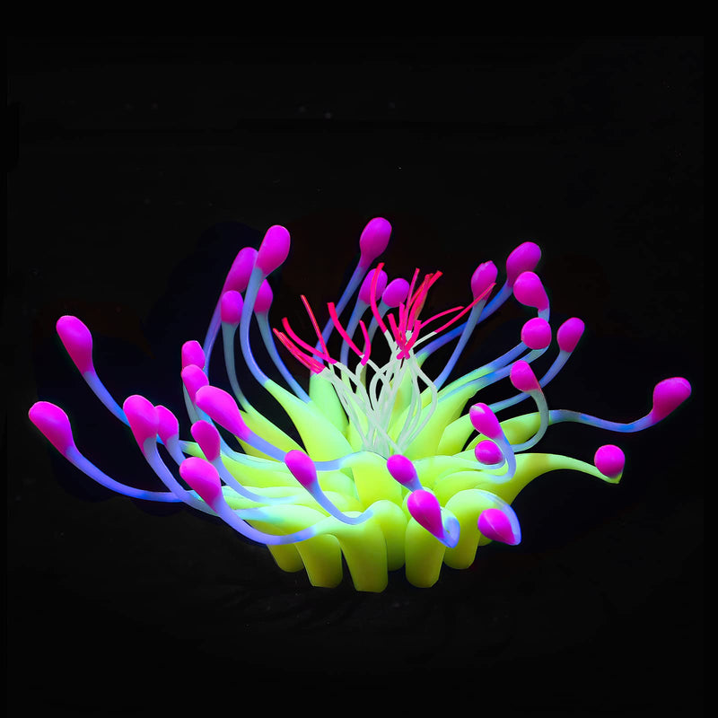 Uniclife Glowing Effect Silicone Artificial Gooseneck/Sunflower Coral Plant for Fish Tank, Aquarium Landscape Decoration, Fish Tank Decorations Yellow - BeesActive Australia