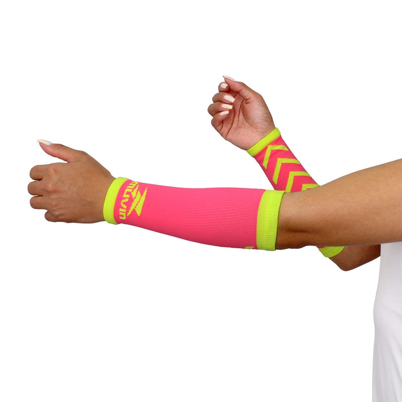 Muvin Arrow Volleyball Arm Sleeves - Compression, Forearm Protection for Ball Impact and Floor Burn - Men & Women Large/X-Large Pink - BeesActive Australia