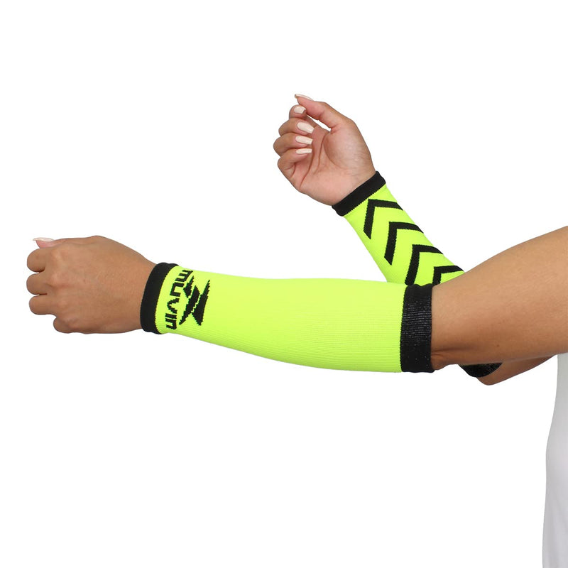 Muvin Arrow Volleyball Arm Sleeves - Compression, Forearm Protection for Ball Impact and Floor Burn - Men & Women Large/X-Large Yellow - BeesActive Australia