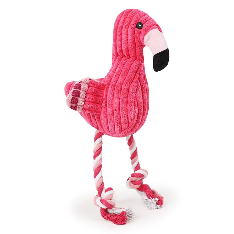 Tough Plush Dog Toy, Knot Flamingo Squeaky Toys for Dogs DT060 - BeesActive Australia
