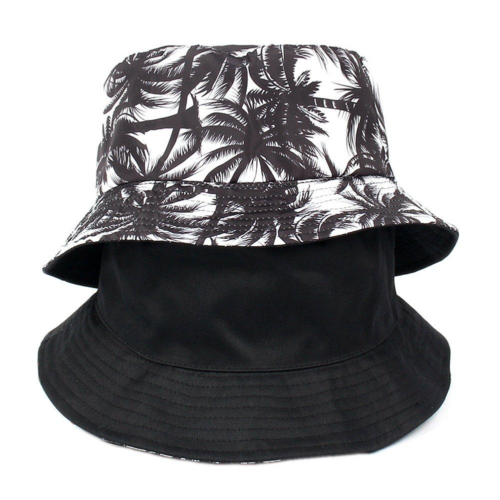 [AUSTRALIA] - Hustar Unisex Coconut Tree Bucket Hat Summer Beach Hat Dual Use Sun Hat for Outdoor Black 