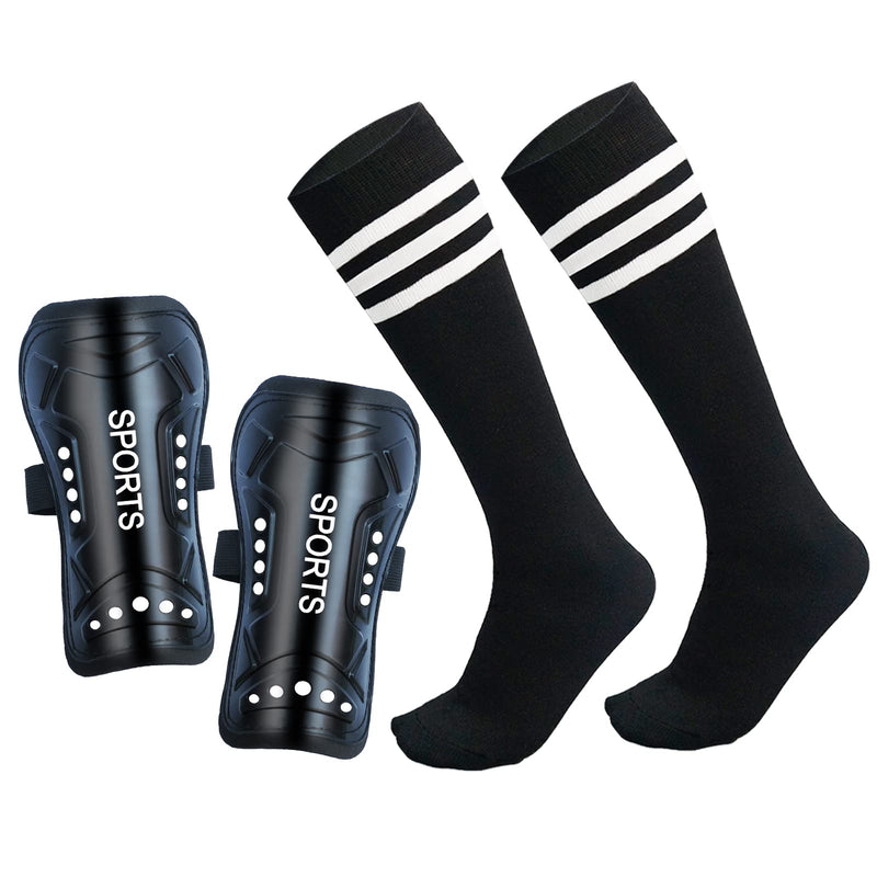 Soccer Shin Guards Pads with Socks Gear for Soccer 3,4,5 -16 Year Old and Up Little Girls Boys Kids Child Youth Toddler Teenagers L/ 4'7"-5'4" Tall Black/1 Pair Shin Gurads & Soccer Socks - BeesActive Australia