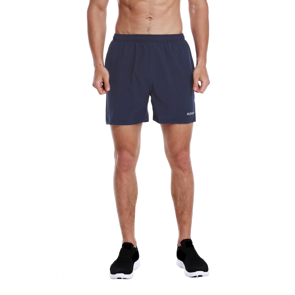 EZRUN Men's 5 Inches Running Workout Shorts Quick Dry Lightweight Athletic Shorts with Liner Zipper Pockets Navy Blue XX-Large - BeesActive Australia